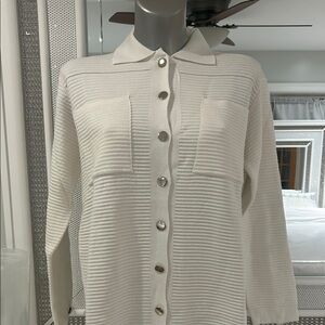 Chic White Button-Up Cardigan